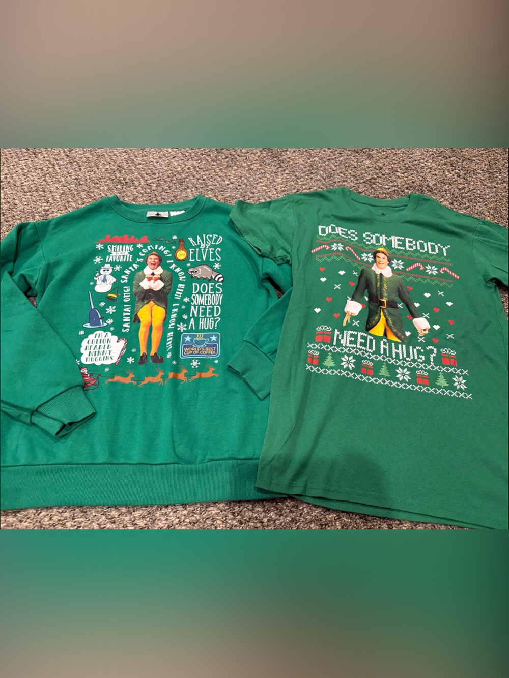 Hoodie and t shirt from Elf movie
